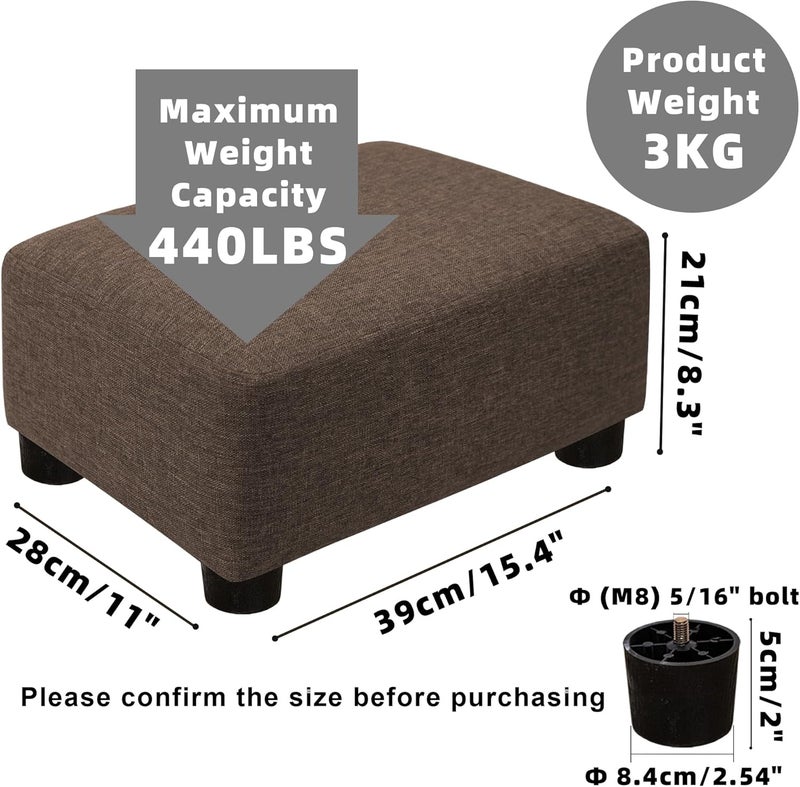 CAROLMADE  pouf صغير مع أرجل تحت المكتب لراحة القدمين لغرفة المعيشة وغرفة النوم والمكتب، لون كتان بني - Image 3